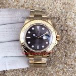 Copy Yacht Master Rolex All Gold Brown Dial Watch